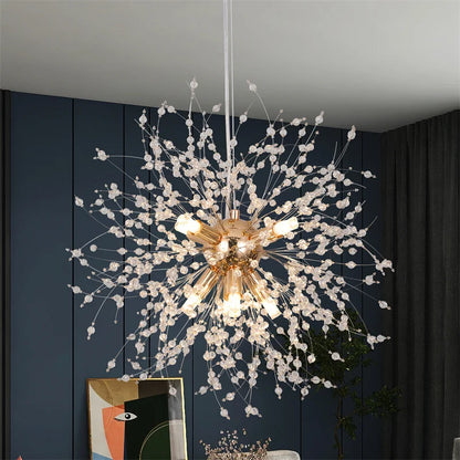 Decorbites™ Dandelion-Kronleuchter 8-Licht-Sputnik-Pendantleuchte Gold/Silber Wohnzimmerarmatur