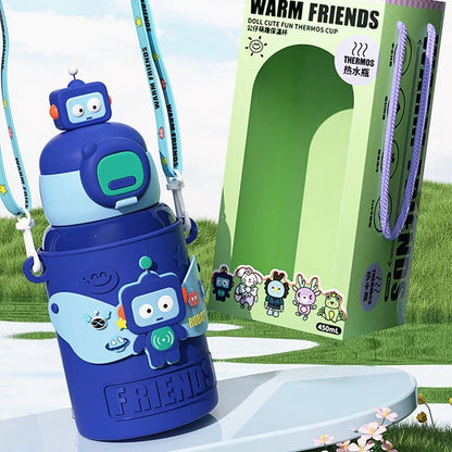 Decorbites™ Kinder-Cartoon-Edelstahl-Thermowasserflasche mit Trinkhalm