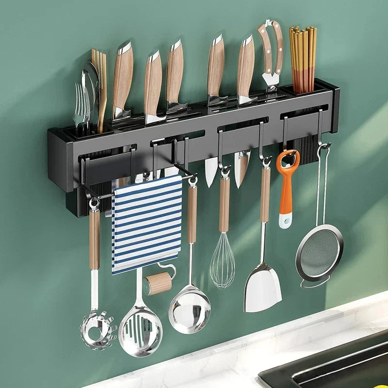 Decorbites™ Küchenorganizer: Wandmontierter Multifunktions-Aufbewahrungsrack für Messer und Stäbchen