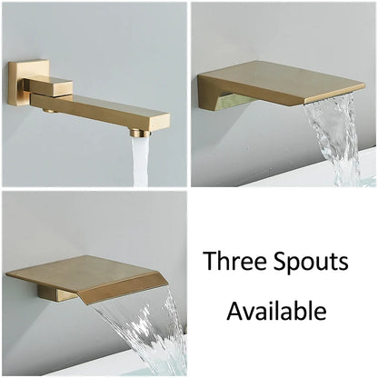 Quyanre Brushed Gold Shower Faucets Set Bathroom Wall Mounted Shower System Embedded Box Shower Mixer Tap Rainfall Shower Faucet