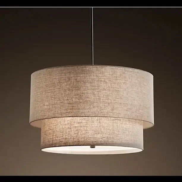Decorbites™ Doppel-Leinen-Stoff-Hängelampe Trommel-Lampe – Skandinavischer Stil für Esszimmer, Schlafzimmer, Restaurant