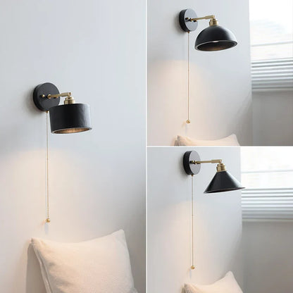 DecorBites™ LED Wall Light Fixture Modern Black Wood Copper Sconce