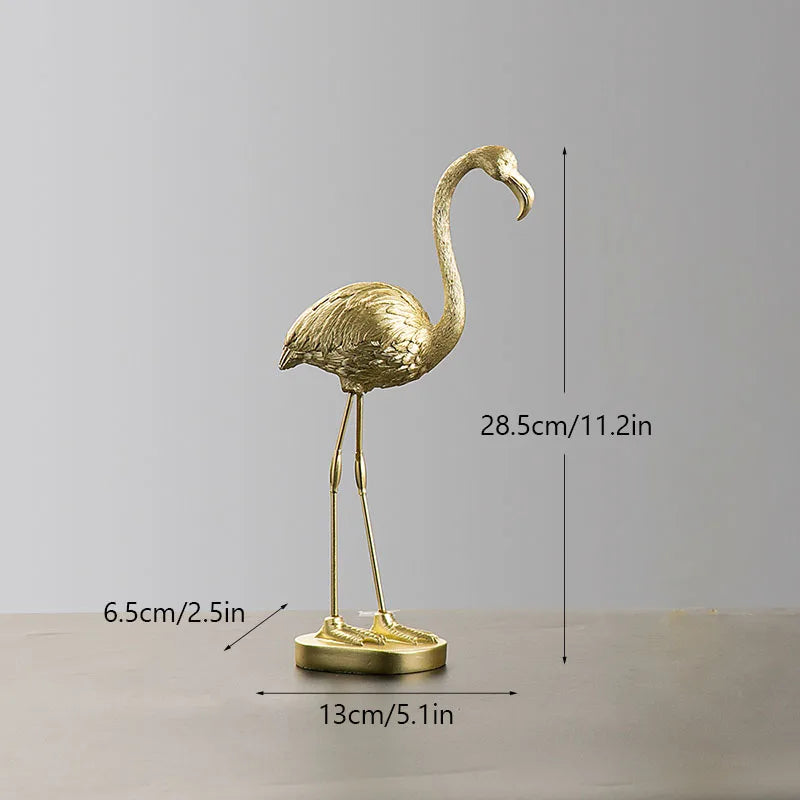 Decorbites™ Goldene Flamingo-Harzfiguren: Luxus-Tierdekoration für Zuhause & Büro