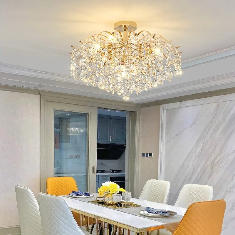 Decorbites™ K9 Kristall Gold Kronleuchter Deckenleuchte | Schlafzimmer Heimdekoration LED Deckenlampe
