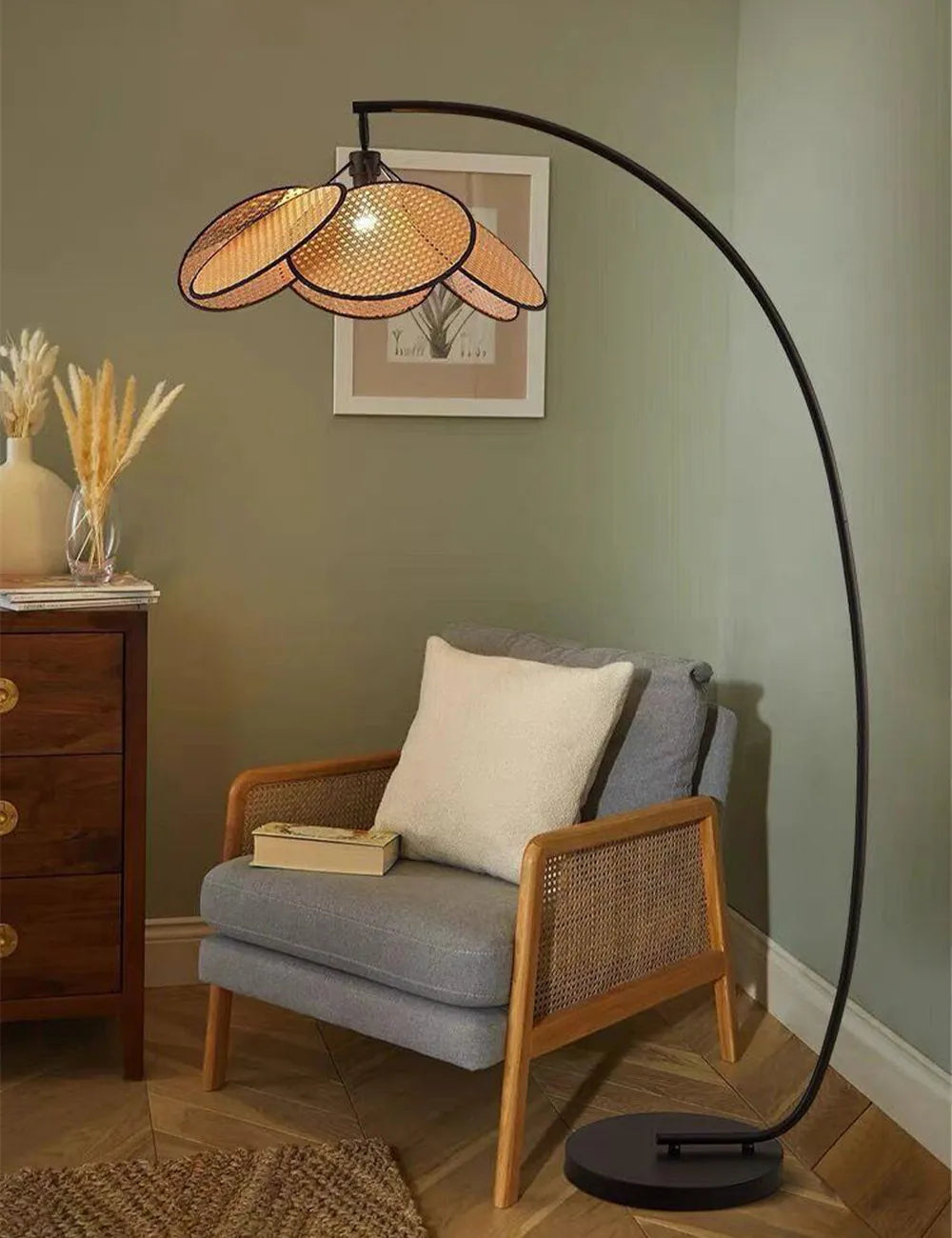 Rattan Leaf Grid Chandelier