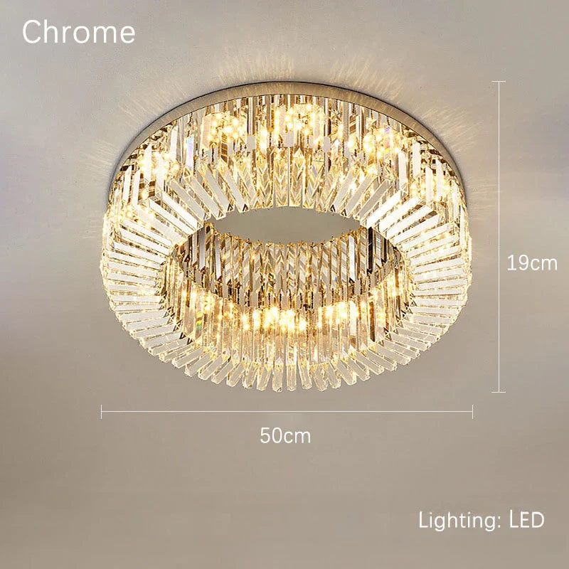 DecorBites™ Crystal Gold LED Ring Ceiling Light - Modern Luxury Home Lighting