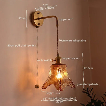 Decorbites™ Japanischer Stil LED Wandlampen Wohnzimmer Couch Balkon Treppenlicht Kupfer Glas