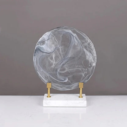DecorBites™ Geometric Disk Marble Clear Glass Cake Craft Home Decor Figurines