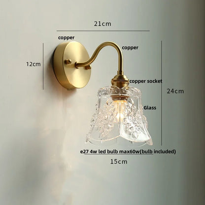 DecorBites™ Crystal LED Wall Sconce Brass Mirror Light Modern Nordic Pull Chain Switch