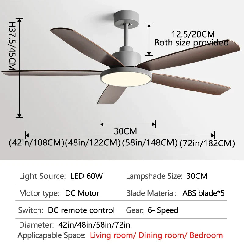 Decorbites™ Wohnzimmer-Deckenventilator mit Licht, Fernbedienung, 48-60 Zoll, LED, DC, 220V