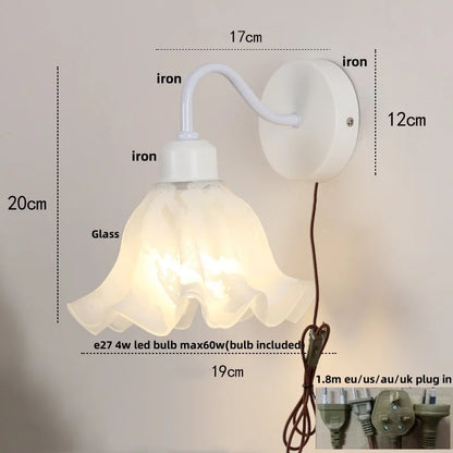 Decorbites™ Glas-Eisen-LED-Wandleuchte mit Zugschalter für Treppenbeleuchtung im Schlafzimmer