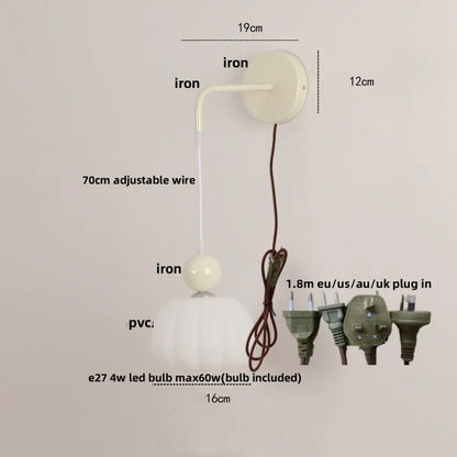 DecorBites™ Iron Nordic LED Wall Light Fixture Glass Adjustable Bedside Lamp