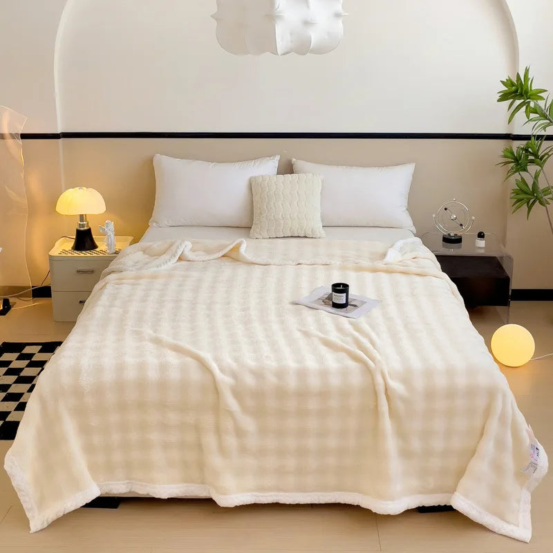 Decorbites™ Imitat-Kaninchenvelours-Warme-Decke: Weiche Flauschige Korallenfleece-Schoß-Sofawurfdecke