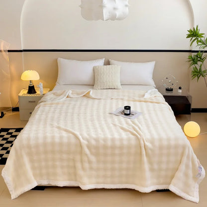 Decorbites™ Imitat-Kaninchenvelours-Warme-Decke: Weiche Flauschige Korallenfleece-Schoß-Sofawurfdecke