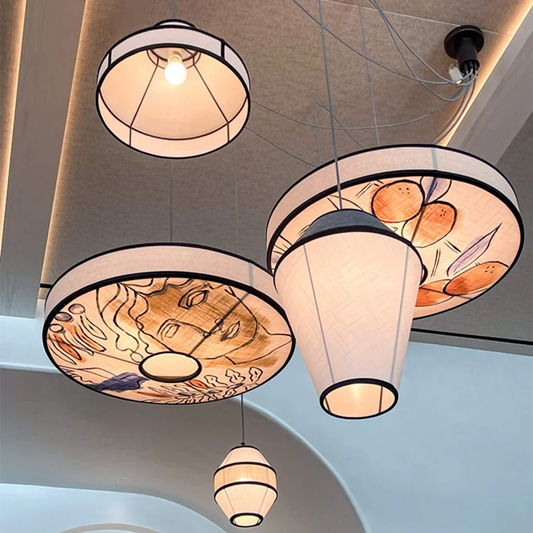 DecorBites™ Colored Wabi Sabi Fabric Pendant Lamp for Homestay and Restaurant