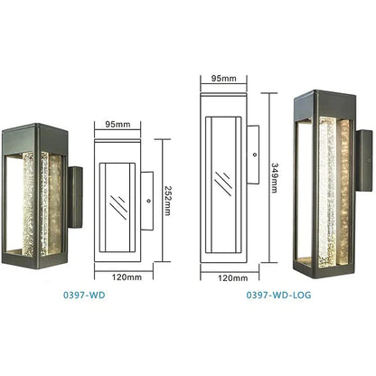 DecorBites™ Crystal Bubble Glass Wall Lamp 11W LED Outdoor Sconce IP65 Garden Light