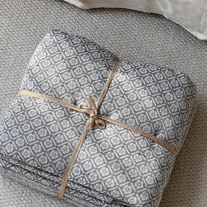 Decorbites™ Leinen-Baumwoll-Jakard-Bettwäsche-Set mit Steppdecke, Laken und Kissenbezügen