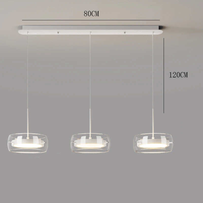 Modern Glass Ring Pendant Light in Iron