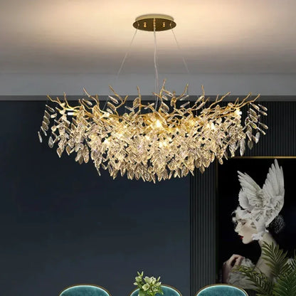 DecorBites™ Golden Branch Ceiling Chandelier with LED Crystal Lights