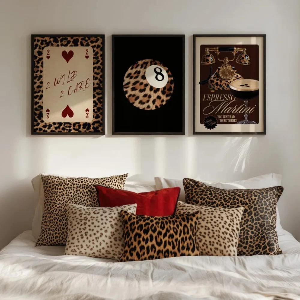 1/3/6pcs Retro Leopard Cheetah Canvas Prints Poster Y2k Funky Chic Art Prints Bedroom Apartment Wall Art Home Decor Art Poster