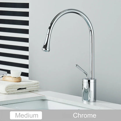 DecorBites™ Gold Tall Basin Faucet, 360 Swivel Waterfall Mixer for Bathroom Washbasin