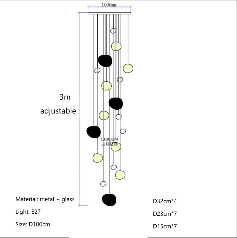 Decorbites™ Pflasterstein-Glas-LED-Pendelleuchten-Kronleuchter für Villa Hotel Loft Treppenhaus