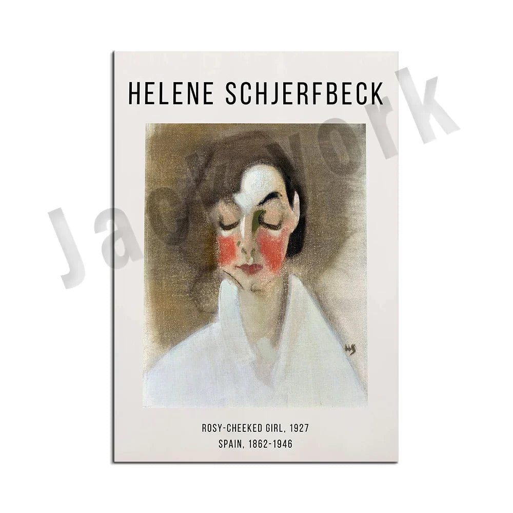 Decorbites™ Abstract Vintage-Ausstellungsplakat-Set - Helene Schjerfbeck, Zirkusmädchen, Blondes Mädchen