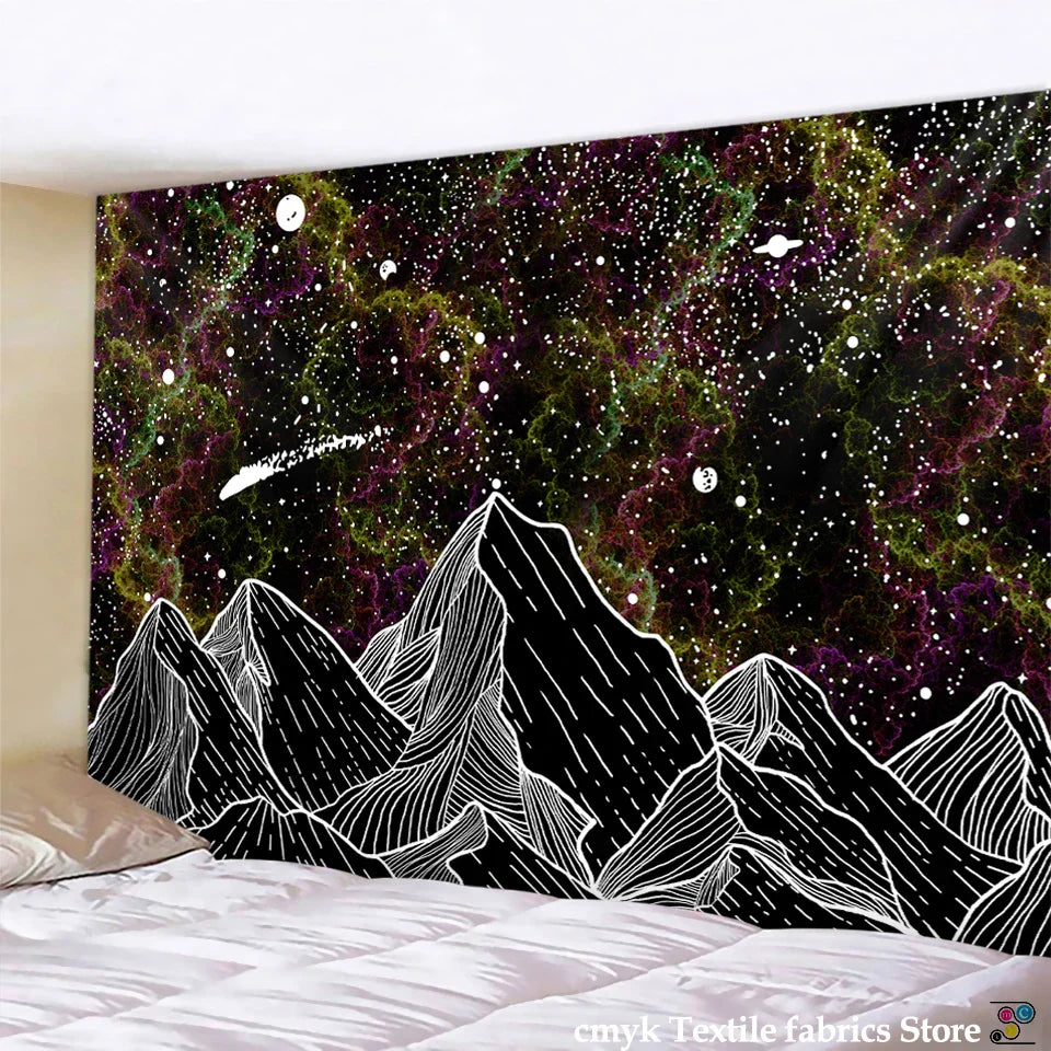Decorbites™ Schwarz-Weiß-Sterne-Mandalas-Tapisserie - Wohnraumausstattung