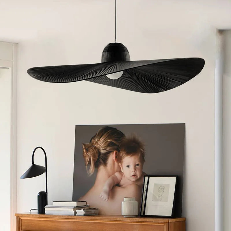 Decorbites™ Design-Stoff-Hut-Leuchter, Weiß & Schwarz LED-Pendant-Lampe für das Wohnzimmer