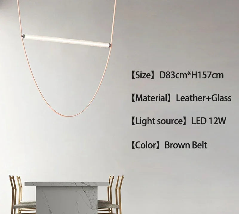 Decorbites™ Gürtel-LED-Hängeleuchte: Minimalistische Leder-Hängeleuchte für Esszimmer-Home-Dekor
