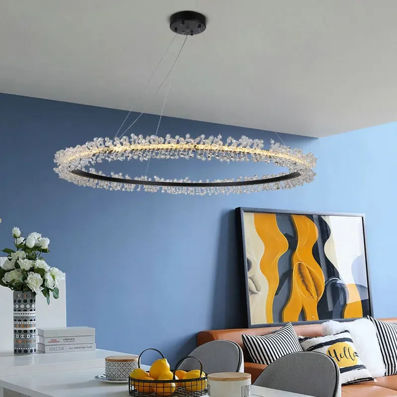 Gold Crystal Ring Chandelier Dia90cm Living Room