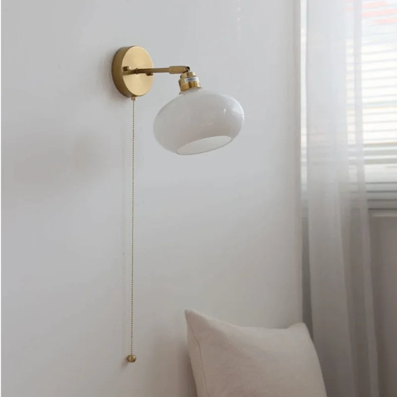 DecorBites™ Japanese Style LED Wall Sconce Glass Rotate Pull Chain Switch Stair Light
