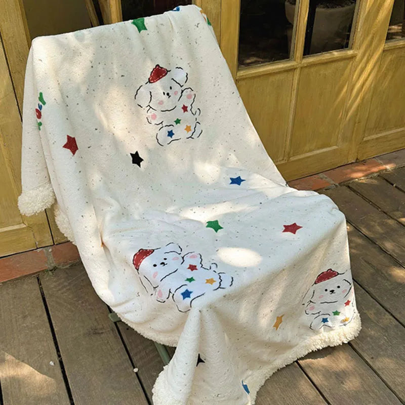 Coral Velvet Cartoon Blanket