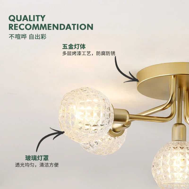 Gold Corrugated Ceiling Lamp