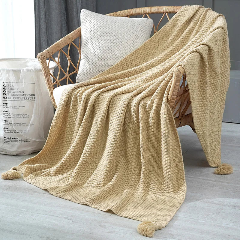 Fringe Knit Sofa Throw