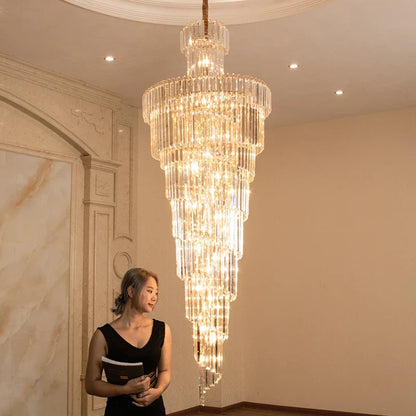 Decorbites™ Gold Kristall Duplex Gebäude LED Kronleuchter - Luxuriöse Treppenhausdekoration