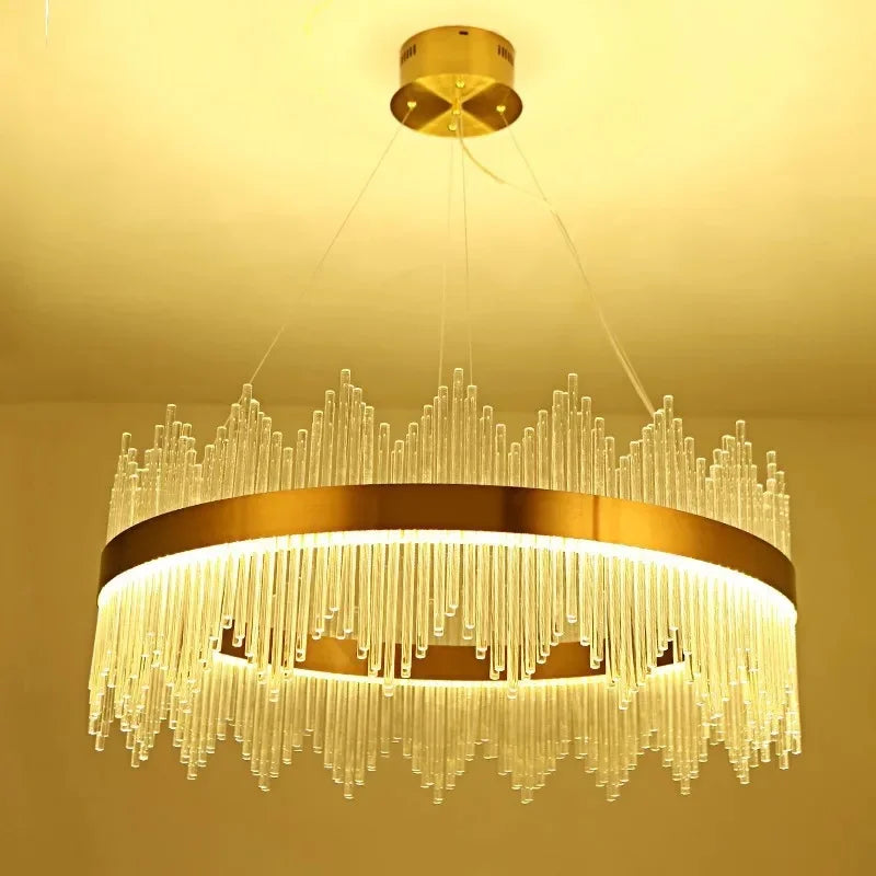 Decorbites™ Goldkristall-Kronleuchter: Dimmbare Luxus-Pendelleuchte für Schlafzimmer, Wohnzimmer und Hotel