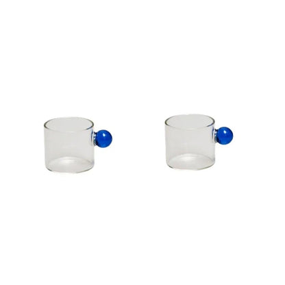 DecorBites™ Glass Espresso Cups Set with Saucers, Handle, 110ml - Table Decor and More