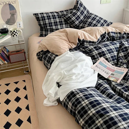 Decorbites™ Japanischer Stil Baumwollbedrucktes 4-teiliges Bettwäsche-Set mit beidseitigem Design