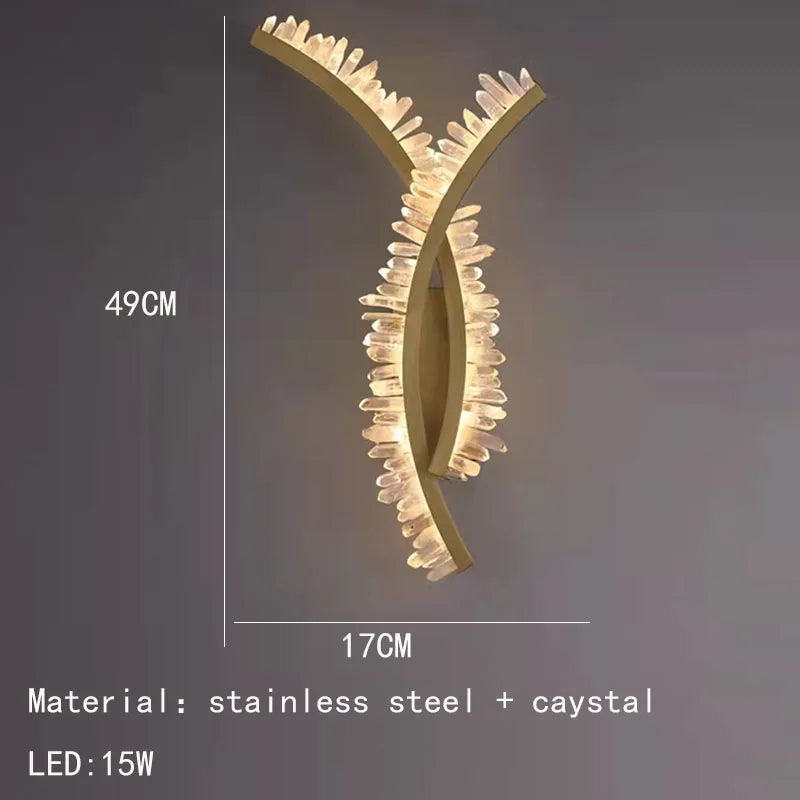 DecorBites™ Crystal Gold Metal Wall Light: Luxury Stainless Steel Sconce for Home Decor