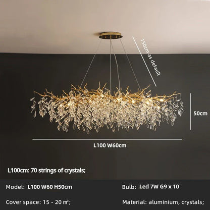 Decorbites™ Kristallzweig LED Hängeleuchter - Goldene Aufhänge Lampe für luxuriöses Esszimmer