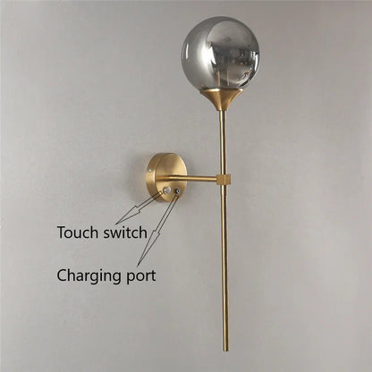 Decorbites™ Goldene Glas-Kugel-LED-Wandleuchten mit Touch-Schalter, modernes nordisches Dekor-Beleuchtung
