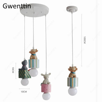 Decorbites™ Kinder-Tieranhängerlampe: Hase Löwe Katze LED-Deckenleuchte