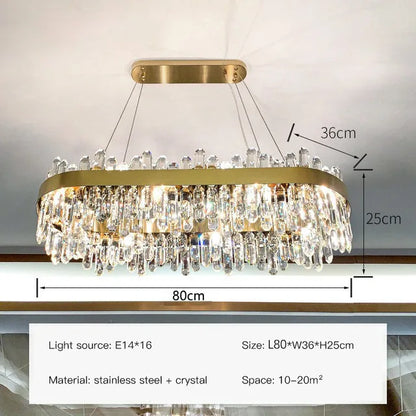 DecorBites™ Crystal Circle Ceiling Chandelier with LED Lighting for Designer Dining Room