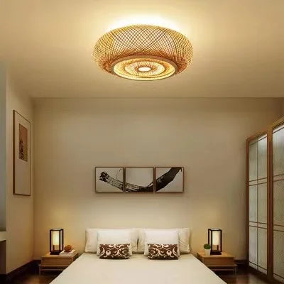 Bamboo Rattan Ceiling Light 60cm For Dining