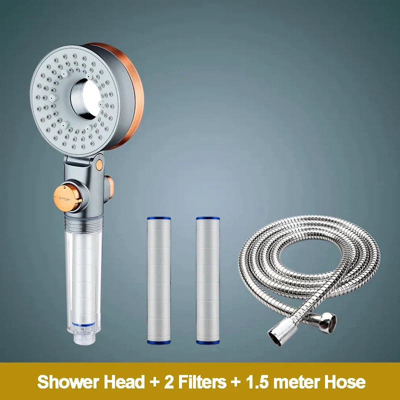 Decorbites™ Duschkopf mit doppelter Seite, 3 Strahlarten und wassersparender Filterung