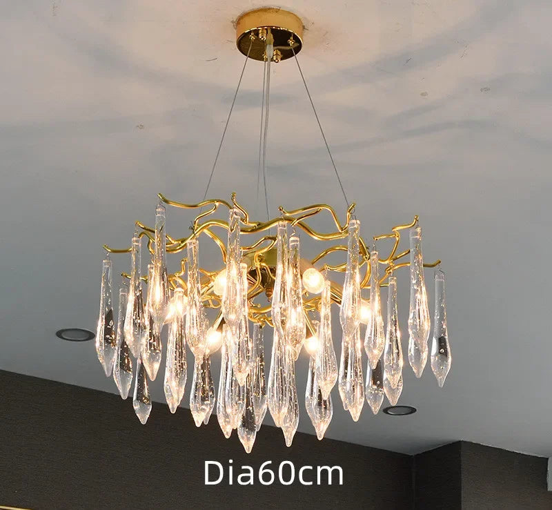 Gold LED Branch Chandelier Aluminum Dia100cm