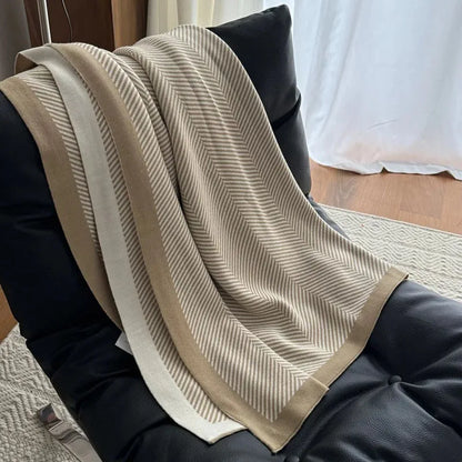 DecorBites™ Cozy Striped Blanket: Multi-Functional for Travel, Office, Car, Sofa & Airplane