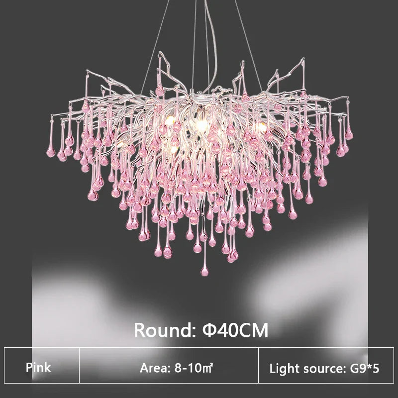 Decorbites™ Kinder-Rosa-Kristall-Kronleuchter: Bunte Chrom-Deckenleuchte für das Mädchenzimmer