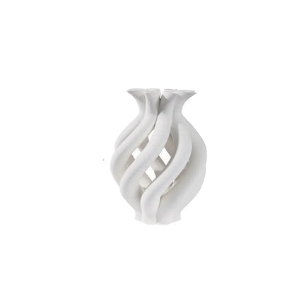 Decorbites™ Geometrische Keramikhohlvase Spiralförmige Rohr Blumengesteck Wohnungsdekoration Figuren